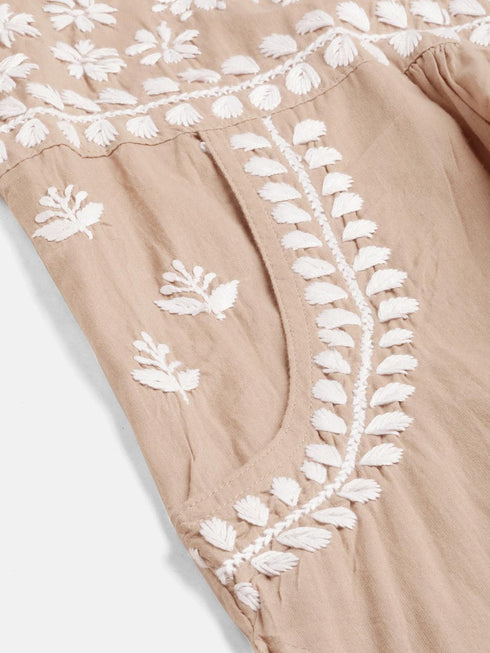 Asmita in HOK Chikankari Kurti for Women - Beige